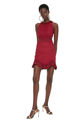 Trendyol Damska sukienka mini Shift Regular, bordowy, 36