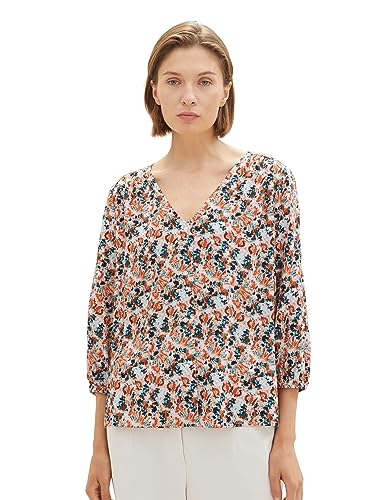 Damska bluzka TOM TAILOR ze wzorem, 32369-mały szary tie-dye w kwiaty, 40