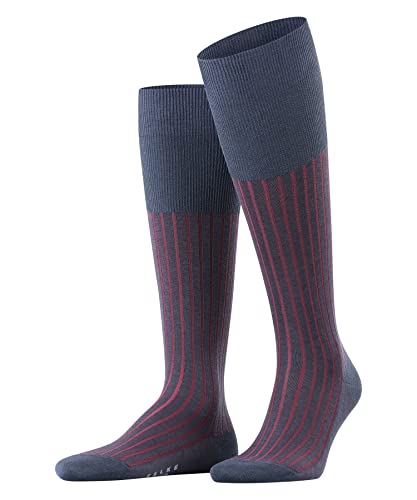 FALKE Mężczyźni Podkolanówki Shadow M KH Bawełna długie z wzorem 1 Para, Niebieski (Demin Melange 6665), 39-40