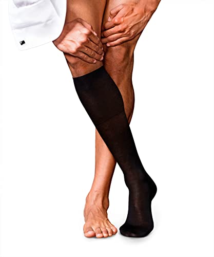 FALKE Mężczyźni Podkolanówki No. 9 M KH Czysta Bawełna Fil d'Ecosse długie jednokolorowe 1 Para, Czarny (Black 3000), 39-40