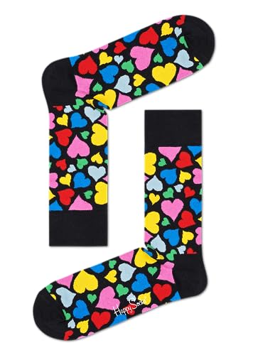 Happy Socks Heart, kolorowe i zabawne, Skarpety dla kobiet i mężczyzn, Czarny (41-46)