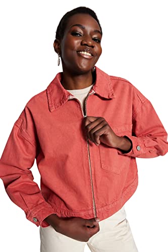 Trendyol Damska kurtka z klapą, jednokolorowa, oversize, Dusty Rose, XS, Pudrowy róż