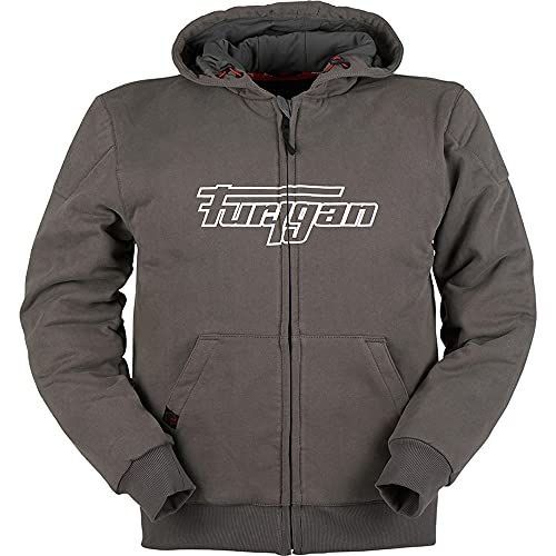 Furygan Męska bluza z kapturem Luxio Evo-motocyklowa bluza z kapturem na co dzień, miejski styl-ochrona D3O, odporna na ścieranie, komfort i ochrona, szara, XXL