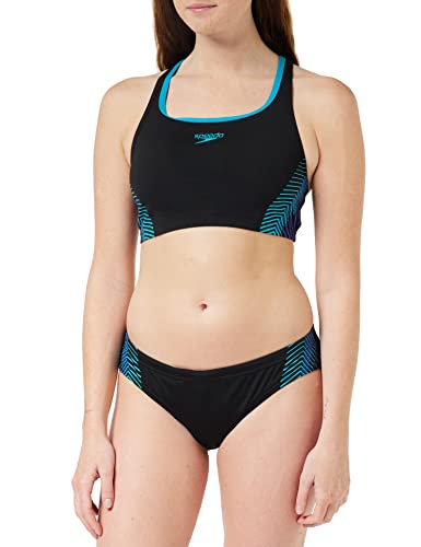 Speedo Damski strój kąpielowy 2-częściowy, czarny/zielony, 28 (UK 6), Czarny/zielony, 140