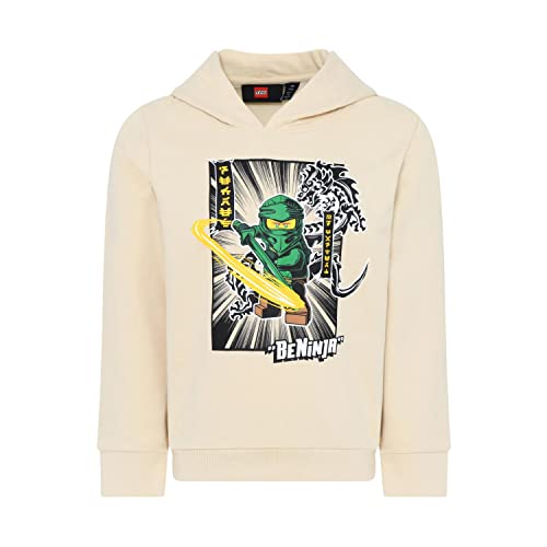 LEGO Chłopięca bluza z kapturem Ninjago Jungen LWStorm 304 bluza z kapturem, 136 ciemno off white, 152