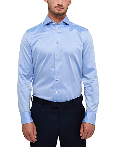 Eterna Męska koszula z długim rękawem Slim FIT Soft Tailoring Twill Light Blue UNI, 16,5, Jasnoniebieski, 40