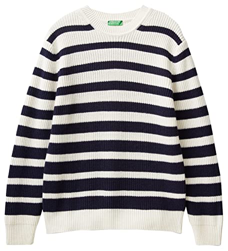 United Colors of Benetton Sweter męski, Ciemnoniebieski w paski 903, S