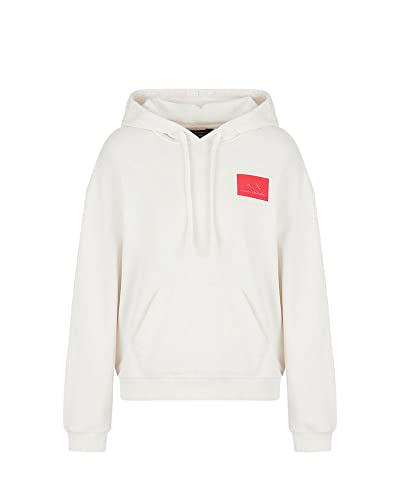 Armani Exchange Damska bluza z długim rękawem, naszywka z logo na przodzie, bluza z kapturem, ISO, ekstra duża