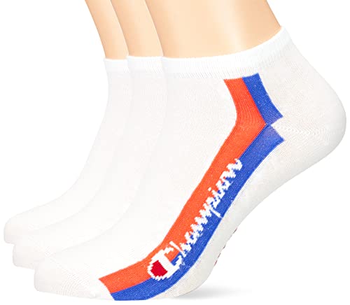 Champion Unisex Seasonal Script logo 3PP Sneaker krótkie skarpety, Bianco, 39-42 EU (9-11 UK) (opakowanie 3 szt.)
