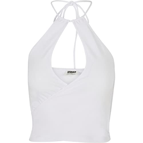 Urban Classics Damski krótki top wiązany na szyi, top dla kobiet, dostępny w wielu różnych kolorach, rozmiary XS-5XL, biały, XXL
