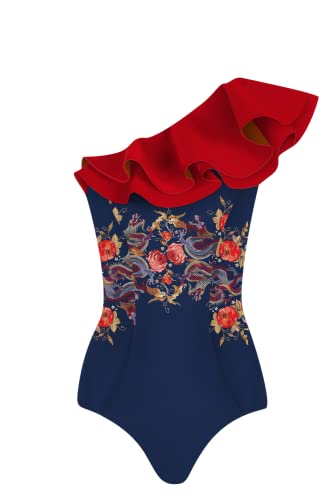 Averie Damski strój kąpielowy z ruffled jednoczęściowy, Avelina, XS