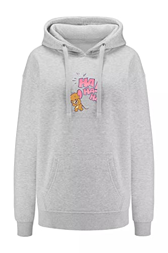 ERT GROUP oryginalna i oficjalnie licencjonowana przez Tom and Jerry szara bluza damska z kapturem, nadruk dwustronny, wzór Tom i Jerry 022, rozmiar XS