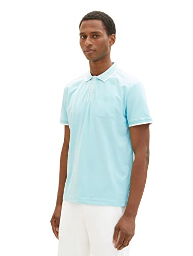 TOM TAILOR Męska koszulka polo z kieszenią na piersi, 31046 - Blue Tibetan Stone, XL