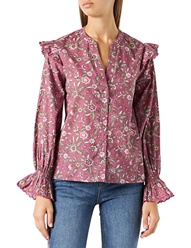 Springfield Blusa De Manga Larga Cambric Volantes koszula damska, liliowy, 34