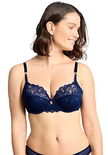 Sans Complexe Damski strój 73AAH11 biustonosz z fiszbinami półmiseczki, Bleu Marine, 90C