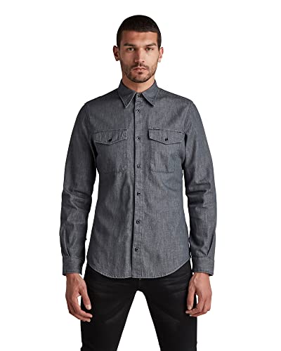 G-STAR RAW Męska koszula Marine Slim, Niebieski (Rinsed C843-082), XS