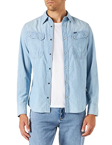 G-STAR RAW Męska koszula robocza Slim Shirt, niebieska (Sun Faded Imperial Blue D186-D438), XXL