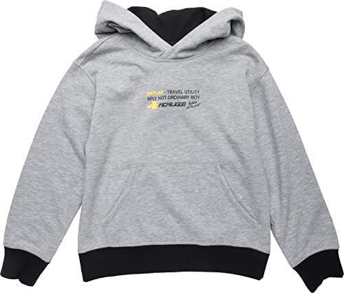 Replay Chłopięca bluza z kapturem, M02 Grey Melange, 14 A, M02 Grey Melange, 14 lat