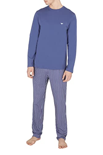 Emporio Armani Męski zestaw piżamy, wzór, Pionowy pasek/denim, S