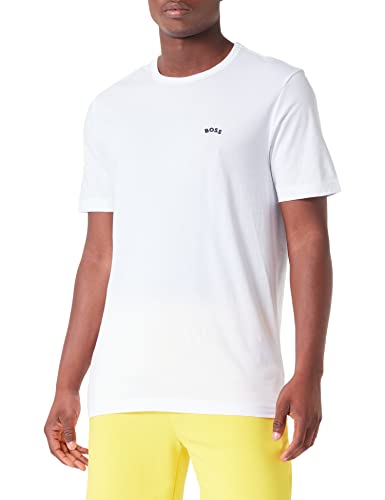 BOSS Męski T-shirt Curved Regular-Fit z bawełny ekologicznej z logo, naturalny, XL