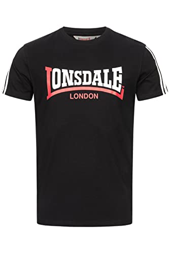 Lonsdale T-shirt męski o regularnym kroju ELPHIN, czarny/biały/czerwony, XXL 117352