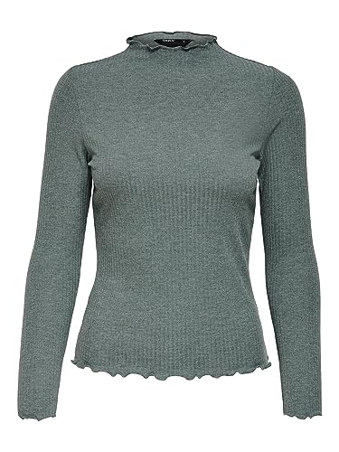 ONLY Onlemma L/S High Neck Top Noos JRS T-Shirt damski, Balsam Greendetail:melanż, M
