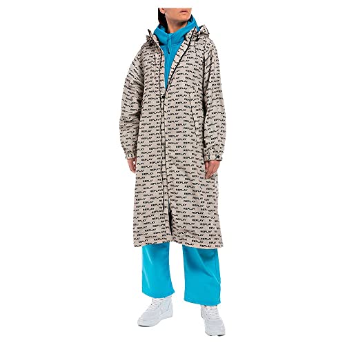 Replay Damski płaszcz W7755, 010 Beige Black, XXS, 010 BeIGE BLACK, XXS