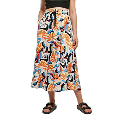 Spódnica damska Urban Classics AOP satynowa Midi Skirt damska, Wielokolorowy, XS