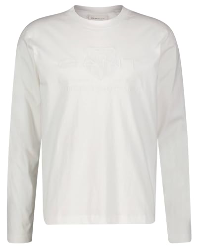 GANT Męski t-shirt REG Tonal Shield LS, Eggshell, Standard, Eggshell, XL