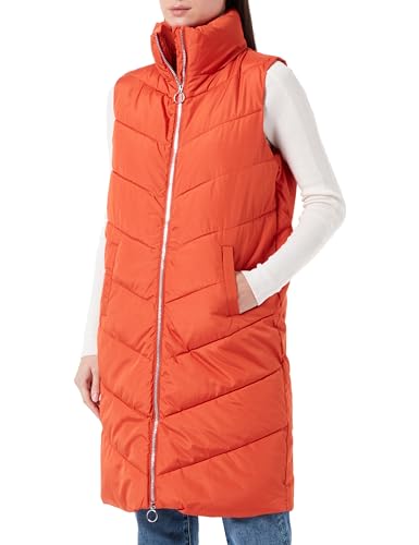 JdY Damska kamizelka JDYFINNO Long Padded Waistcoat New NOOS, Rooibos Tea/Szczegóły: Silver Zip, M, Rooibos Tea/Szczegóły: srebrny zamek błyskawiczny, M
