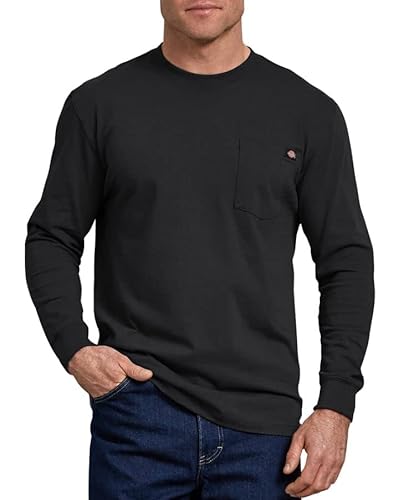 Dickies Męska koszulka z długim rękawem i okrągłym dekoltem z długim rękawem, Czarny, XXL