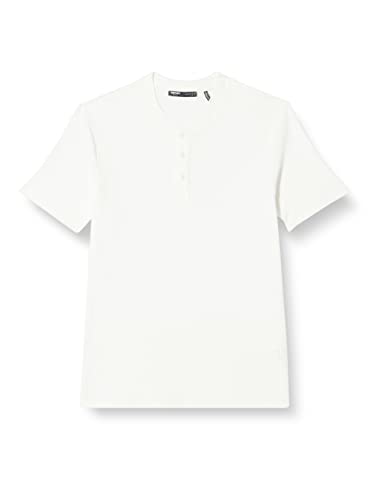 Koton Męski T-shirt basic Mandarin Collar Buttoned Slim Fit Short Sleeve, biały (000), XL