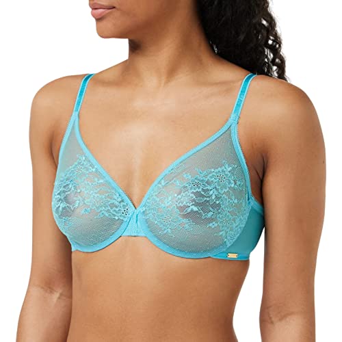 Gossard Damski błyszczący koronkowy biustonosz na co dzień, Turkusowe morze, 90G