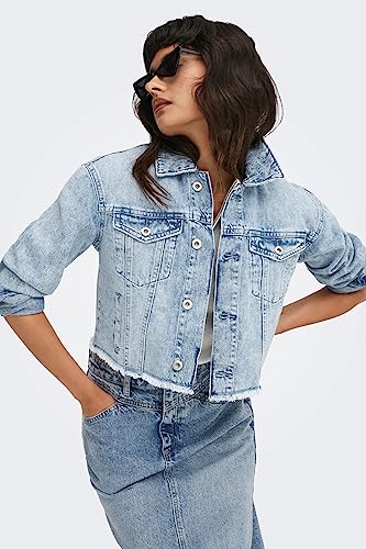ONLY Damska kurtka ONLEMILY LS Crop Jacket DNM MAE, Light Blue Denim, S, jasnoniebieski (light blue denim)