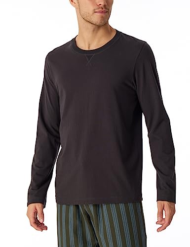 Schiesser Męska koszulka do spania z długim rękawem z dekoltem w serek + relaksacyjny top piżamowy, antracyt, 58, antracytowy, 58