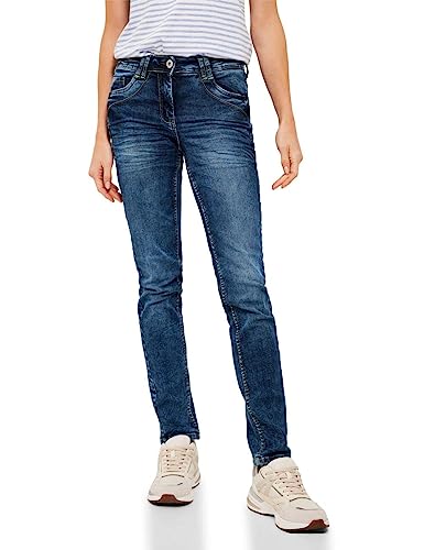 Cecil damskie spodnie jeansowe luźne, Mid Blue Authentic Washed, 28W / 32L