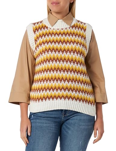 IMANE Damski sweter z dzianiny 15525005-IM01, musztardowy, wielokolorowy, XL/XXL, musztardowy wielokolorowy, XL-XXL