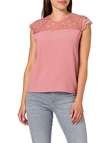 Vila Damska koszulka Vilovie Capsleeve Lace Top T-Shirt, Stara Ró?a, 38 PL