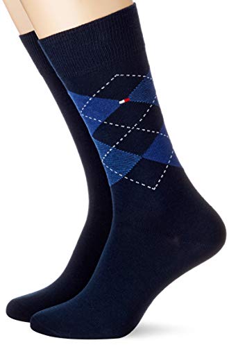 Tommy Hilfiger Męskie skarpety Th Check (2 sztuki), Tommy Blau, 47-49 EU