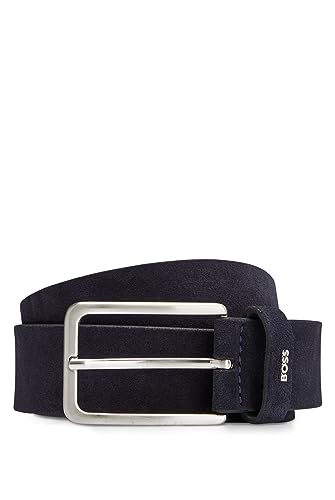 BOSS Męski pasek Calis-Logo-Sd Sz35 ze skóry welurowej ze szlufką z logo, Dark Blue401, 100