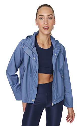 Trendyol Damska bluza z kapturem, jednolity kolor, regularny płaszcz, indygo, S, Indygo