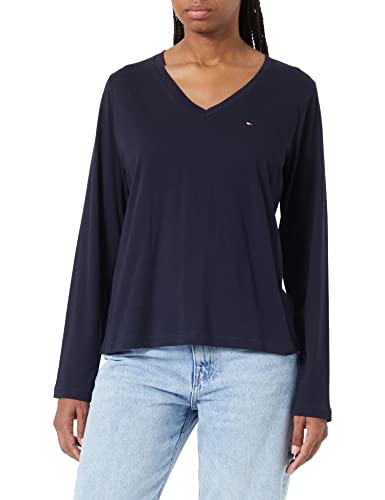 Tommy Hilfiger Damska koszulka z dekoltem w serek, Pustynne niebo, S