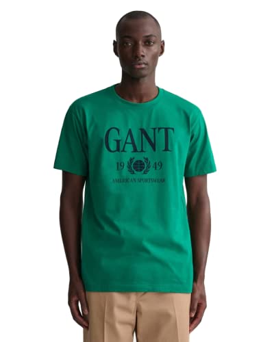 GANT Męski t-shirt retro Crest, zielony (Lush Green), standardowy, zielony, S