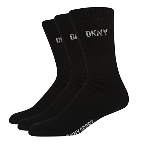 DKNY Męskie, designerskie bawełniane skarpety sportowe, wygodne, trwałe, oddychające (3 sztuki), Czarny, 45 EU