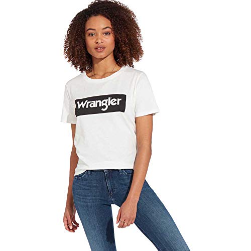 Wrangler T-shirt damski z logo, kość słoniowa (Off White X02), S