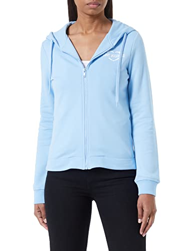 Love Moschino Damska bluza z kapturem z nadrukiem holograficznym serca. kurtka, Jasnoniebieski, 42