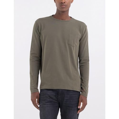 Replay Męska koszulka z długim rękawem, krój regular slim fit, 928 Dark Olive, XL