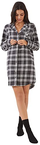 women'secret Damska koszula flanelowa z wzorem w kratkę koszula nocna, z nadrukiem, szara, XXL, Z nadrukiem, szary, XXL