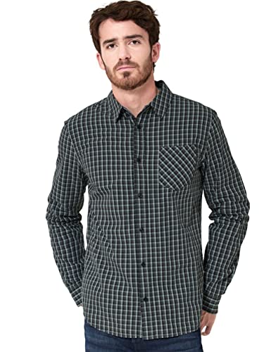 Som Męska koszula D330035 w kratkę, ciemnozielona, XL, ciemnozielony, XL