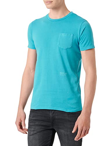 Replay T-shirt męski, 384 niebieski, XXL